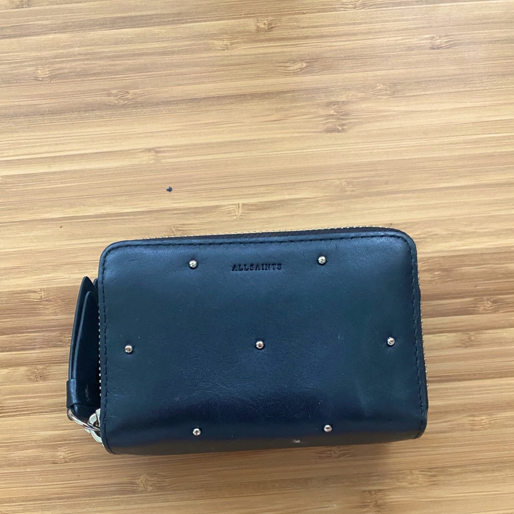 All Saints studded double zipper Wallet